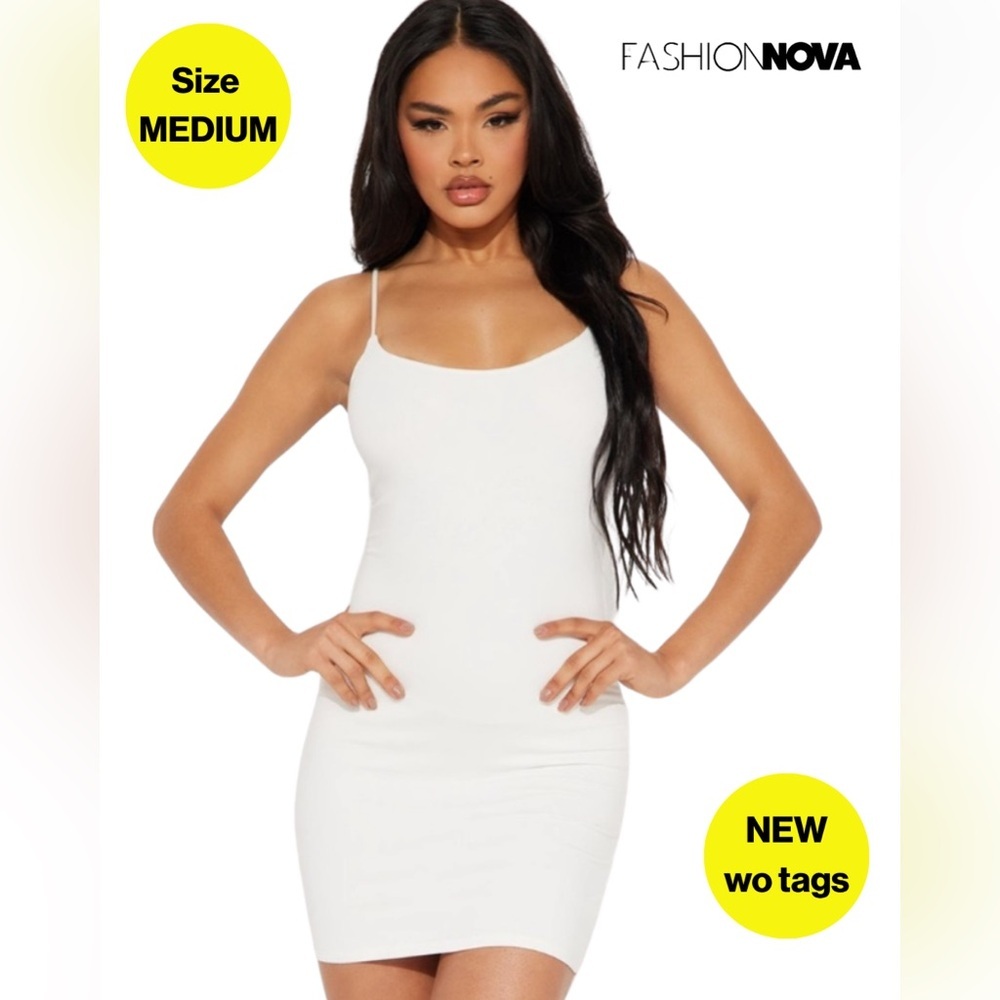 3/for $15 🍒 NEW 🤍 FASHION NOVA Sexy White Bodycon Slip Dress (Medium) 🤍🤍🤍